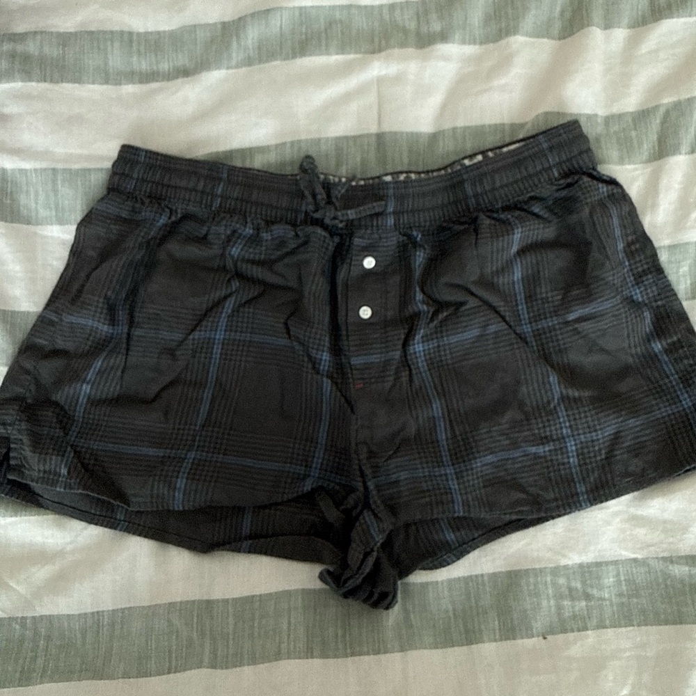Aerie Charcoal and Sky Checkered Shorts